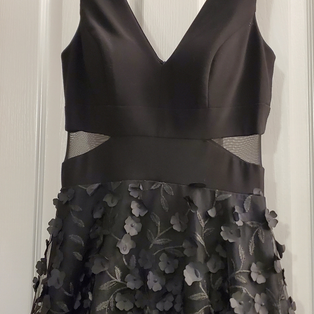 Aqua Formal Black Floral skirt dress ASO Zooey Deschanel - Picture 4 of 8